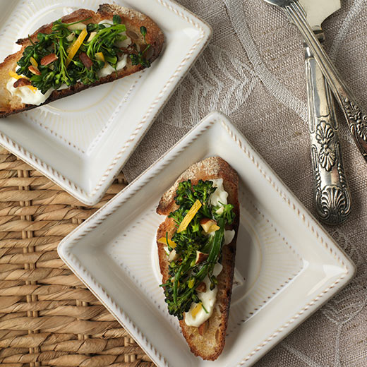 Broccolini on Burrata Toasts