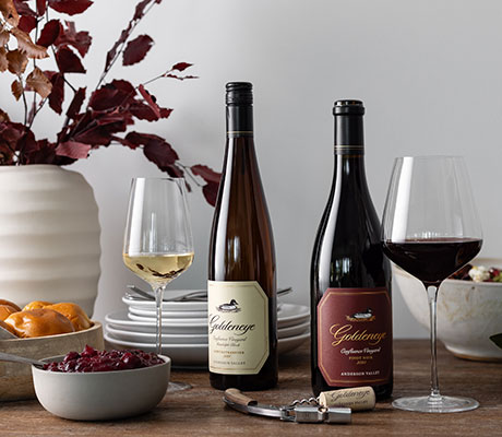 Goldeneye wines on a table