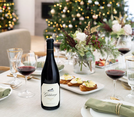 Goldeneye wines on a table