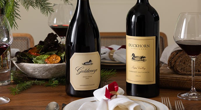 Goldeneye wines on a table