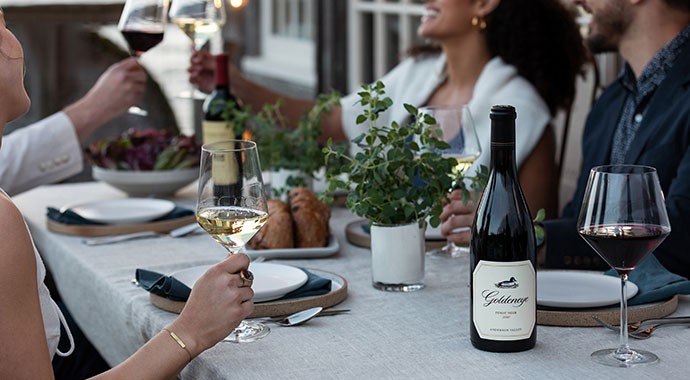 Goldeneye wines on a table