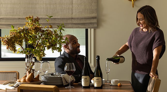 Goldeneye wines on a table