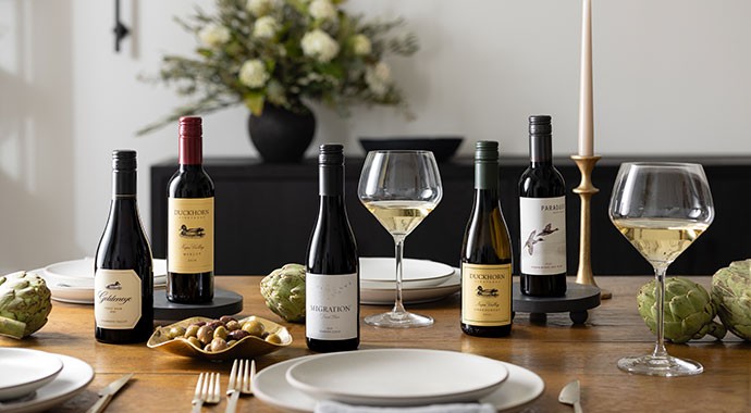 Goldeneye wines on a table